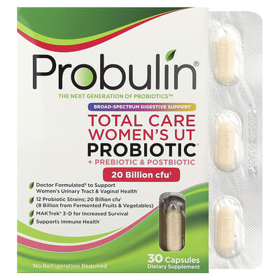 Пробиотик Probulin Total Care Women’s UT Probiotic + Prebiotic & Postbiotic, 30 капсул