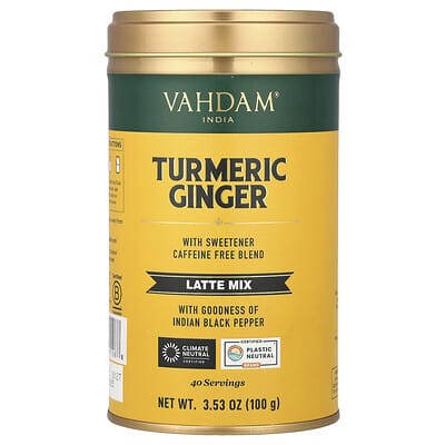 Смесь для латте VAHDAM India Turmeric Ginger, Caffeine Free, 3.53 oz (100 g)