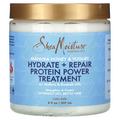 SheaMoisture Manuka Honey & Yogurt питательная маска для волос Hydrate + Repair Protein Power, 8 fl oz (237 ml)