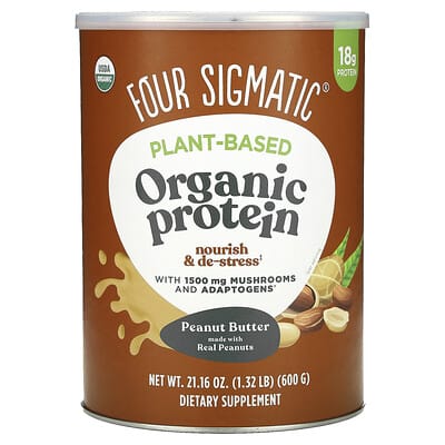 Plant-Based Superfood, Organic Protein, Peanut Butter, 1.32 lb (600 g)