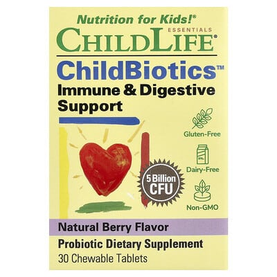 ChildBiotics™, поддержка иммунитета и пищеварения, натуральная ягода, 30 жевательных таблеток