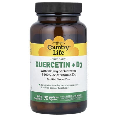 Country Life Quercetin + D3, 90 вегетарианских капсул