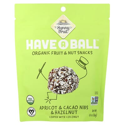 Have A Ball™, Organic Fruit & Nut Snacks, Apricot & Cacao Nibs & Hazelnut, 4.4 oz ( 126 g)