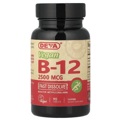 Витамины Deva Vegan B-12, Fast-Dissolve