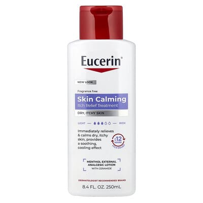 Eucerin средство для снятия зуда, успокаивающее для кожи, без отдушек, 8.4 fl oz (250 ml)
