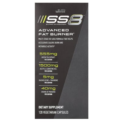 JYM Supplement Science SS8 Advanced жиросжигатель, 120 вегетарианских капсул