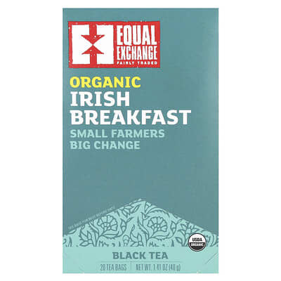 Органический черный чай Irish Breakfast, 20 чайных пакетиков, 1.41 oz (40 g)