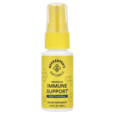 Beekeeper's Naturals Прополис для поддержки иммунитета, ежедневный спрей для горла, 1.06 fl oz (30 ml)