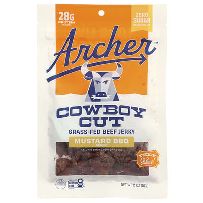 Country Archer Jerky мясные джерки Cowboy Cut, Mustard BBQ, 2 oz (57 g)