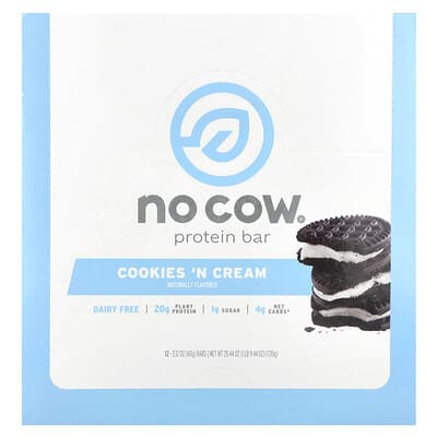 Protein Bar, Cookies'N Cream, 12 Bars, 2.12 oz (60 g) Each