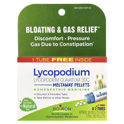 Lycopodium, Meltaway Pellets, 30C, 3 Tubes, 80 Pellets Each