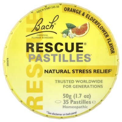 Rescue® Pastilles, Natural Stress Relief, Orange & Elderflower, 35 пастилок