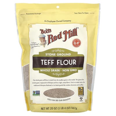 Мука из теффа, цельнозерновая, без глютена, 20 oz (567 g)