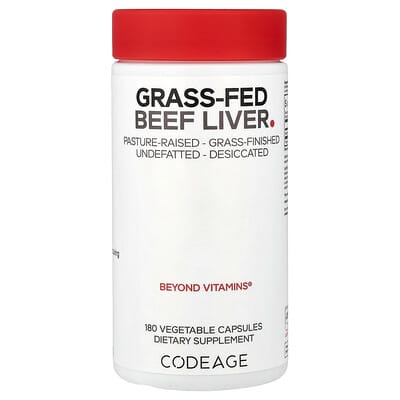 Grass-Fed Beef Liver, 180 Vegetable Capsules (500 mg per Capsule)