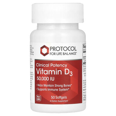 Vitamin D3, Clinical Potency, 1,250 mcg (50,000 IU), 50 Softgels