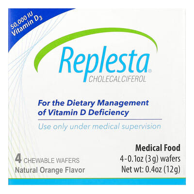 Cholecalciferol Vitamin D3 Natural Orange 50,000 IU 4 жевательные пластины 0.1 oz (3 g) каждая