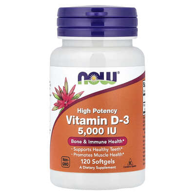 Витамин D-3, высокая концентрация, 125 mcg (5,000 IU), 120 капсул