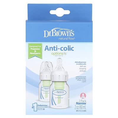 Детская бутылочка Natural Flow®, Anti-colic Option+™, 2 шт, по 2 oz (60 ml) каждая