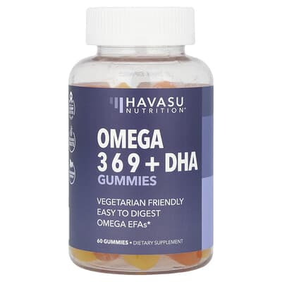 Желейные витамины Havasu Nutrition Omega 3 6 9 + DHA, Natural Lemon & Orange, 60 шт