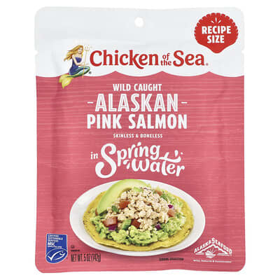 Дикий розовый лосось Аляски в родниковой воде, 5 oz (142 g)