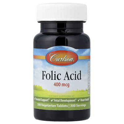 Фолиевая кислота, 400 mcg, 300 вегетарианских таблеток