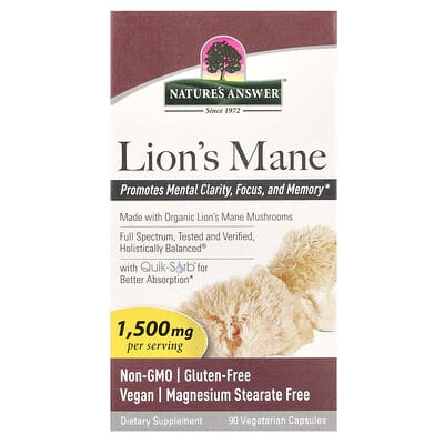 Lion's Mane, 90 вегетарианских капсул (500 mg на капсулу)