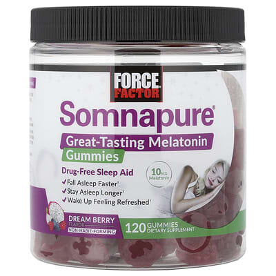 Somnapure®, жевательные мармеладки с мелатонином, вкус Dream Berry, 120 штук (5 mg на одну штуку)