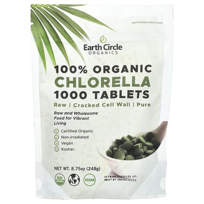 100% Organic Chlorella таблетки, 1,000 шт, 8.75 oz (248 g)