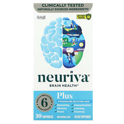 Neuriva Brain Health, витамины B6, B12 и фолиевая кислота, 30 капсул