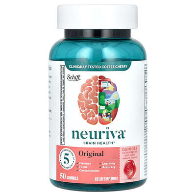 Желейные витамины Neuriva для здоровья мозга, Original, клубника, 50 шт.