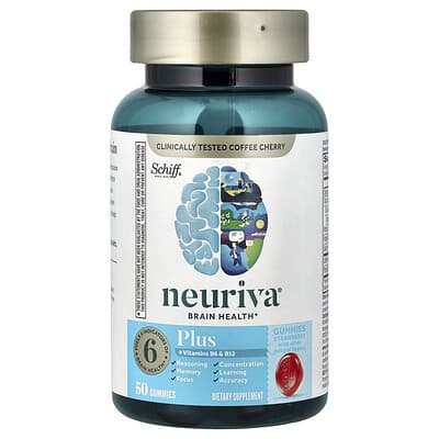 Neuriva Brain Health Gummies с витаминами B6 и B12, Strawberry, 50 Gummies