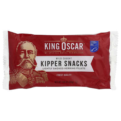 Kipper Snacks, Lightly Smoked Herring Fillets, 3.54 oz (100 g)