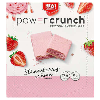 Power Crunch®, протеиновый батончик, Strawberry Creme, 12 шт., 1.4 oz (40 g) каждый