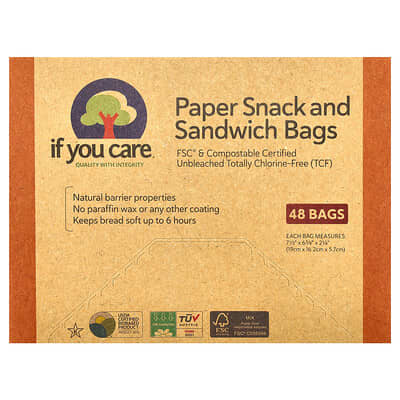 Paper Snack and Sandwich Bags, 48 Bags