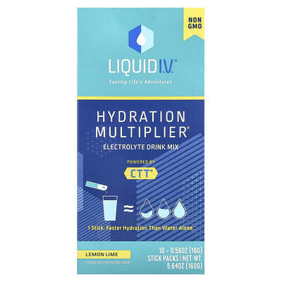 Электролитный напиток Liquid I.V. Hydration Multiplier®, Lemon Lime, 10 стиков, 0.56 oz (16 g) каждый