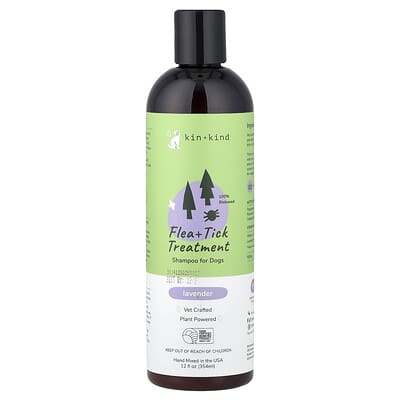 Шампунь Kin+Kind от блох и клещей для собак, лаванда, 12 fl oz (354 ml)