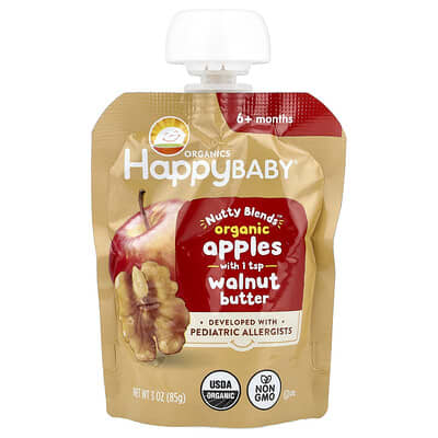 Happy Baby®, Nutty Blends™, 6+ Months, Organic Apples with 1 tsp Walnut Butter, 3 oz (85 g)