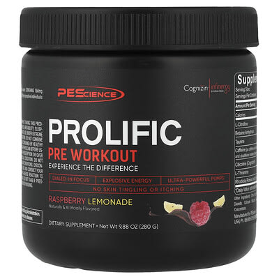 Prolific, Pre Workout, Raspberry Lemonade, 9.88 oz (280 g)