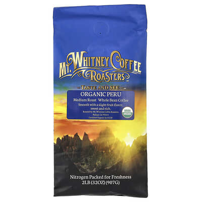 Organic Peru, Whole Bean Coffee, Medium Roast, 32 oz (907 g)