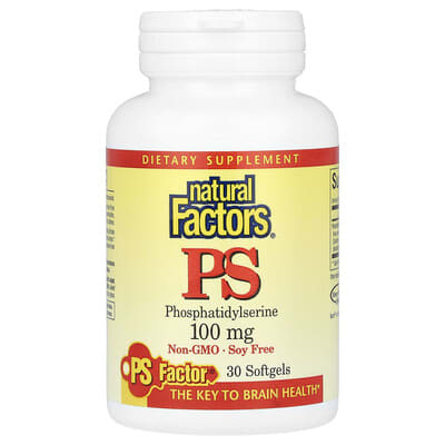 Natural Factors PS, фосфатидилсерин, 100 mg, 30 мягких капсул