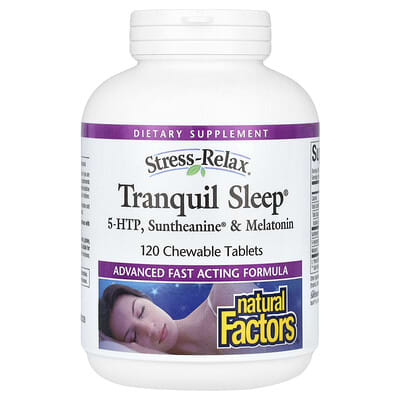 Stress-Relax, Tranquil Sleep, 5-HTP, Suntheanine & Melatonin, 120 жевательных таблеток