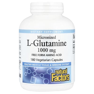 Микронизированный L-Glutamine, 1,000 mg, 180 вегетарианских капсул