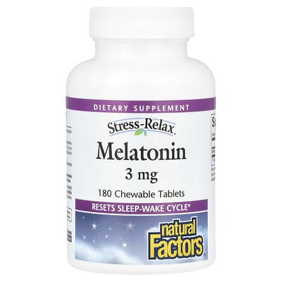 Stress-Relax®, Мелатонин, 3 mg, 180 жевательных таблеток