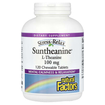 Stress-Relax, Suntheanine L-Theanine, 100 mg, 120 жевательных таблеток