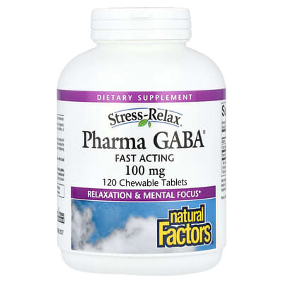 Stress-Relax® Pharma GABA® Natural Factors 100 mg 120 жевательных таблеток