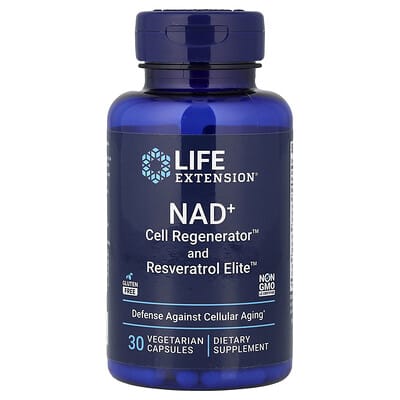 Life Extension NAD+ Cell Regenerator™ и Resveratrol Elite™, 30 вегетарианских капсул