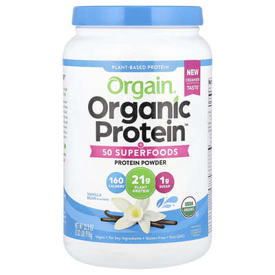 Органический протеиновый порошок Organic Protein™ + 50 суперфудов, ваниль, 2.02 lb (918 g)