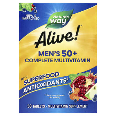 Alive!® Мужской комплексный мультивитамин 50+, 50 таблеток