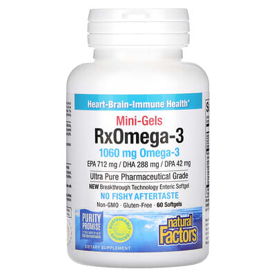 RxOmega-3 Mini-Gels, 60 мягких капсул (530 mg на капсулу)