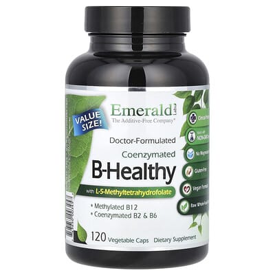 Коэнзимный комплекс B-Healthy с L-5-Methyltetrahydrofolate, 120 растительных капсул